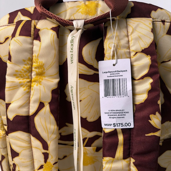 Vera Bradley Bancroft Backpack – Scattered Anemones Pattern (NEW with Tags) - Picture 4 of 11